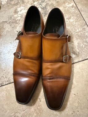 Antonio Maurizi Tan Brown Double Monk Strap Leather Shoes
